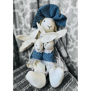 16” Easter Bunny Rabbit Doll Mama Mother Twins Cottagecore Plush stuffed animal
